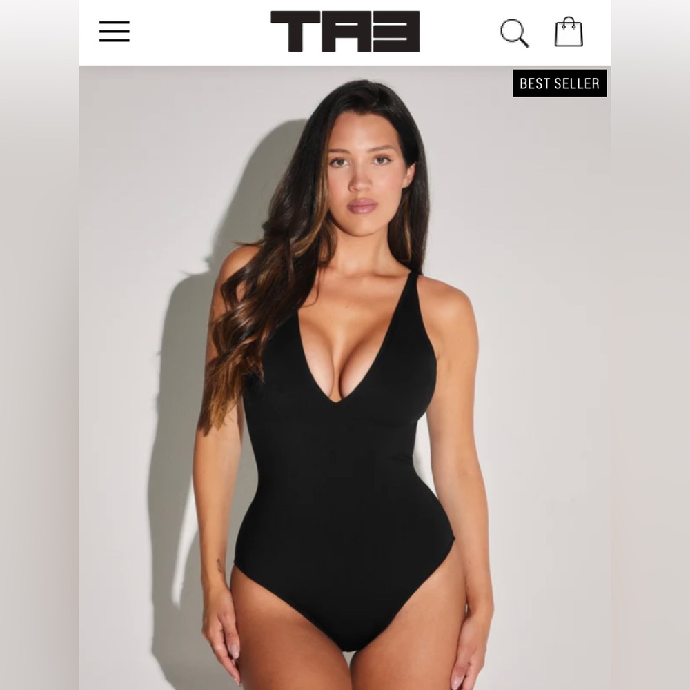 TA3 Plungey Black Viral Snatching Swimsuit Bathingsuit Small One Piece